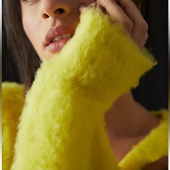 Maeve Anthropologie Simone V-Neck Plush Merino Wool Sweater Bright Yellow Small - Picture 5 of 16